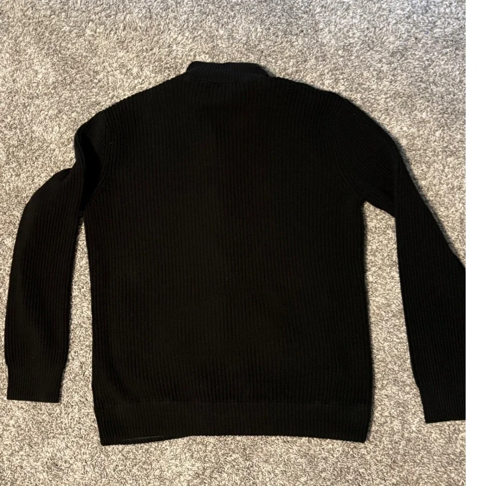 Express Mens‎ Black Ribbed Mock Neck Zip Button Front Cotton Cardigan Sweater XL